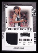 2021-22 Panini Contenders Rookie Ticket Joshua Primo #RTS-JPR Jersey Patch RC